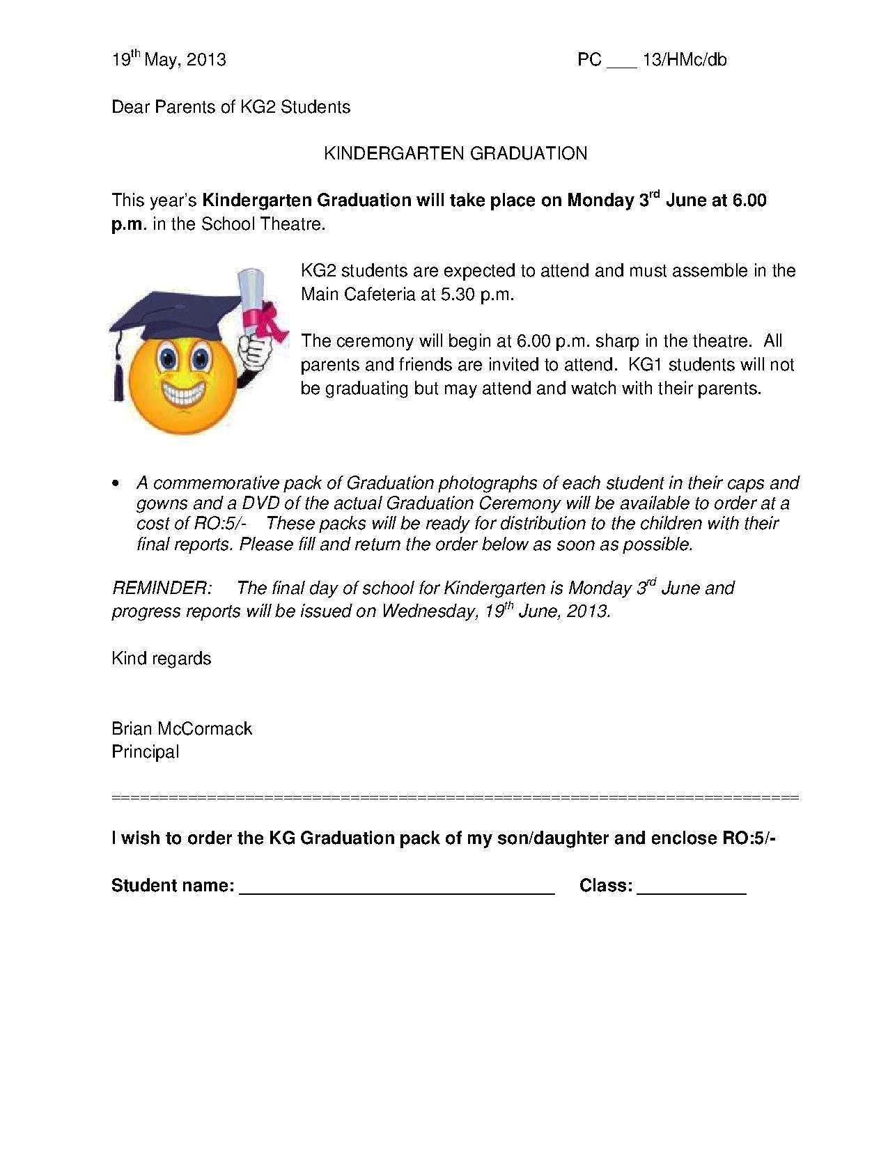sample preschool graduation letter