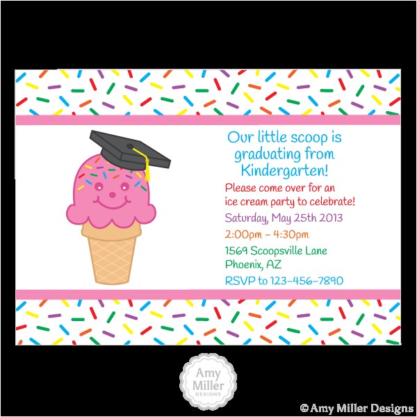 preschool or kindergarten graduation diy printable custom invitation ice cream cone