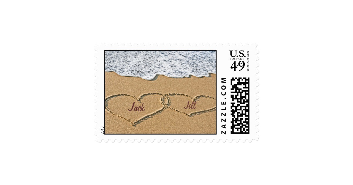love heart beach wedding invitation stamp 172611509974319180
