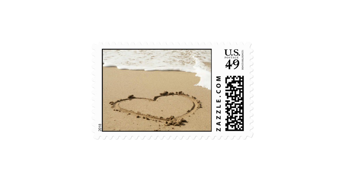 love heart beach wedding invitation stamp 172987283261735392