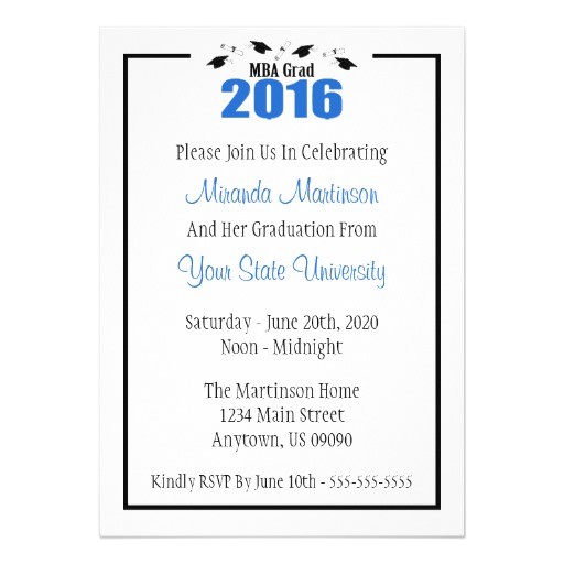 mba grad 2016 graduation invite blue caps 256156389017363358