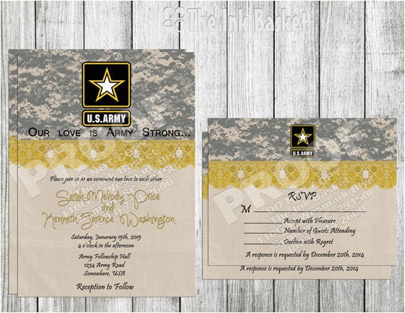 wedding printable invitation and rsvp army strong wedding army