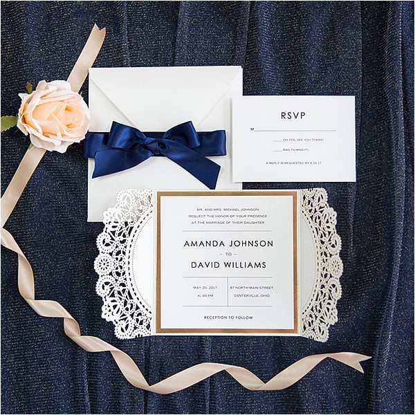 elegant rose gold and navy blue glitter wedding invitations with gold glitter mirror paper bottom ewws192