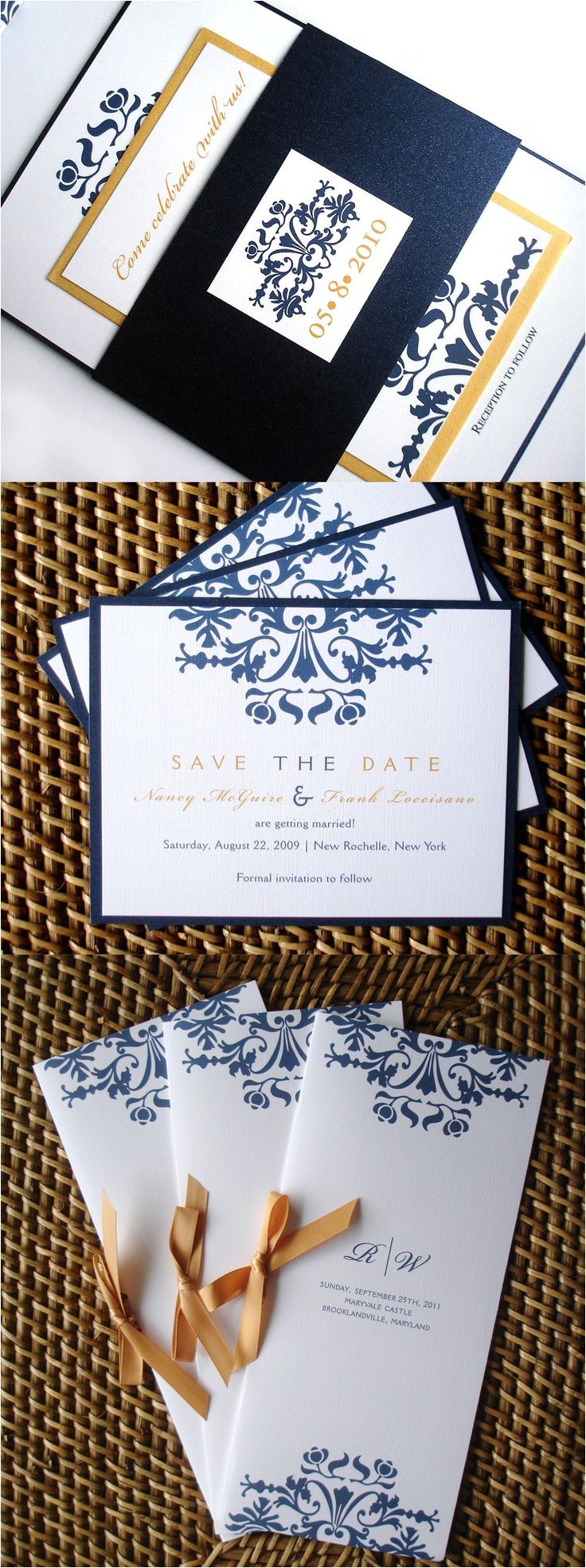 navy blue wedding invitation kits