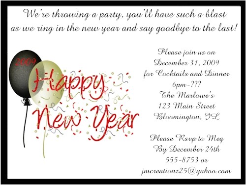 new years eve invitation wording template