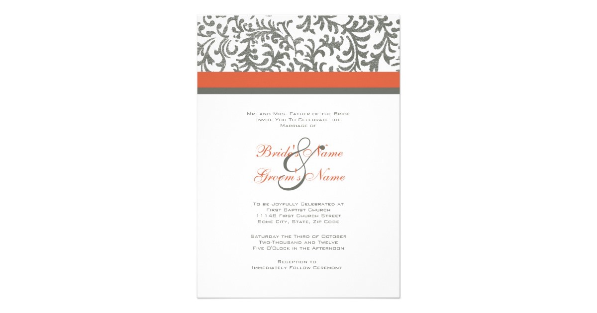 orange and gray wedding invitation 161069670817181500