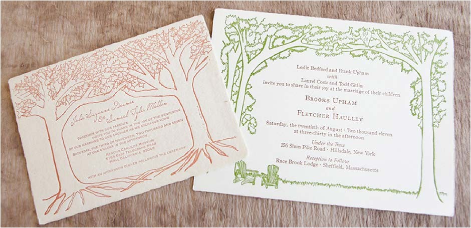 organic wedding invitations under the trees 1