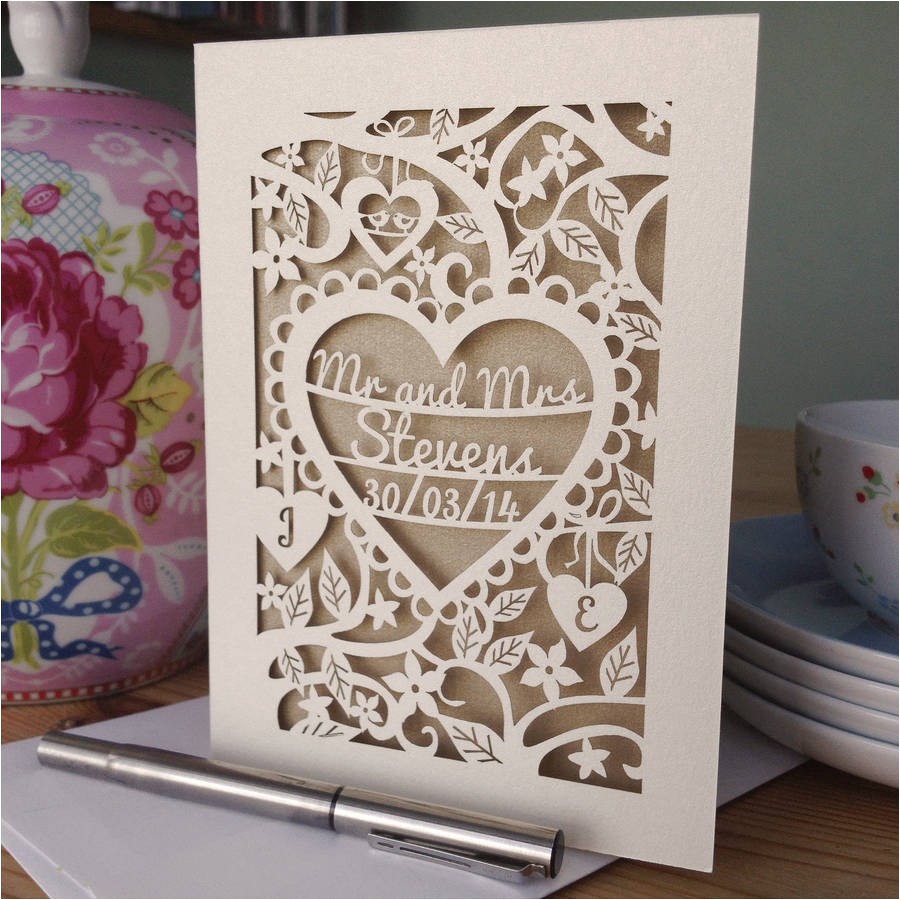 personalised papercut wedding card
