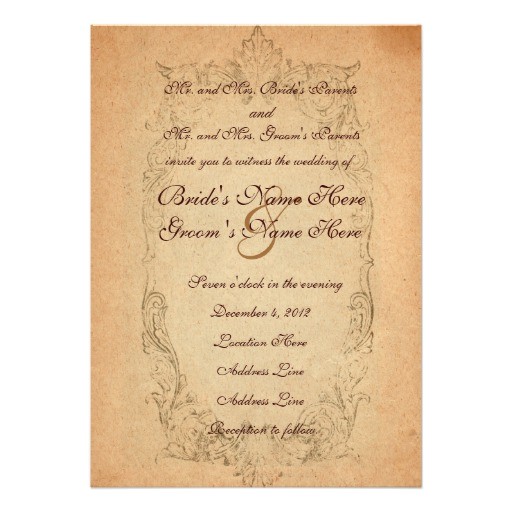antique oval parchment wedding invitation 161291471684872453