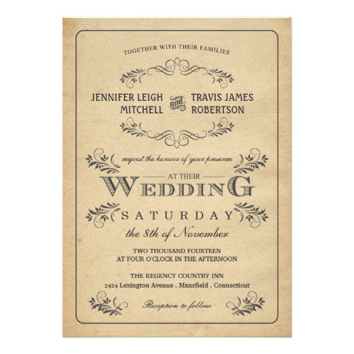 vintage flourish parchment wedding invitations 161247409212574134