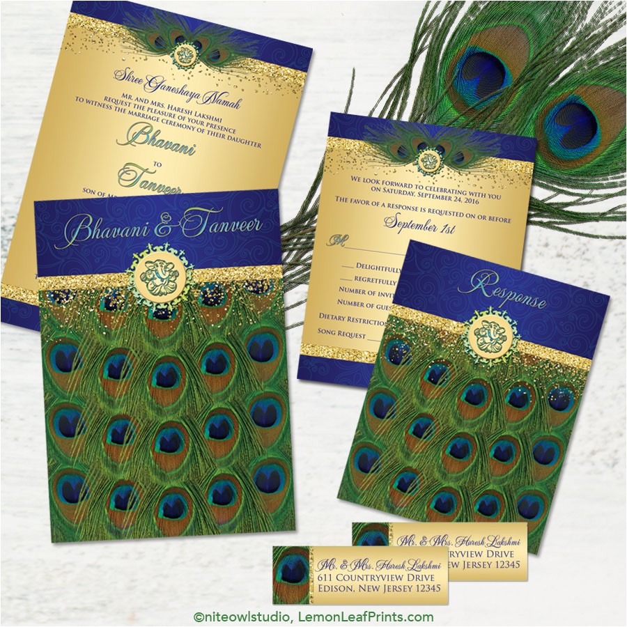 peacock wedding invitation sets