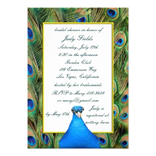 zazzle peacock bridal shower invitations