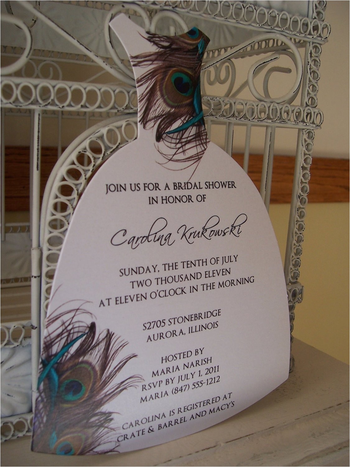 peacock bridal shower invitation custom