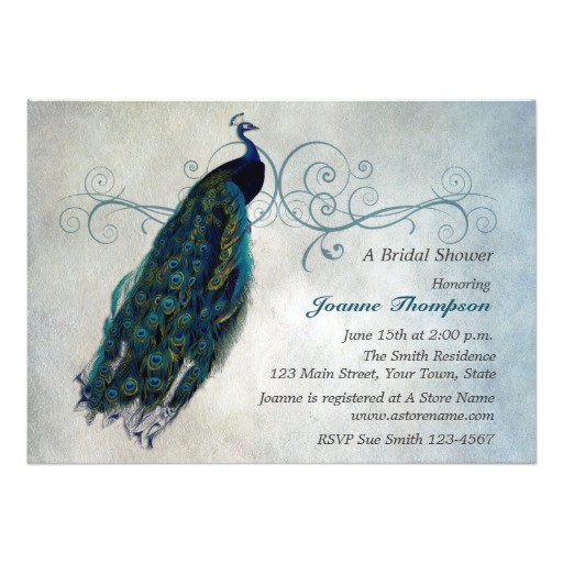 peacock scroll bridal shower invitation 161541523570326523