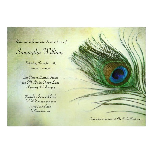 vintage peacock feather bridal shower invitations 161614816262650390