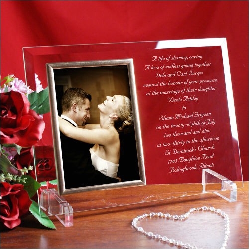 wedding invitation personalized beveled glass picture frame