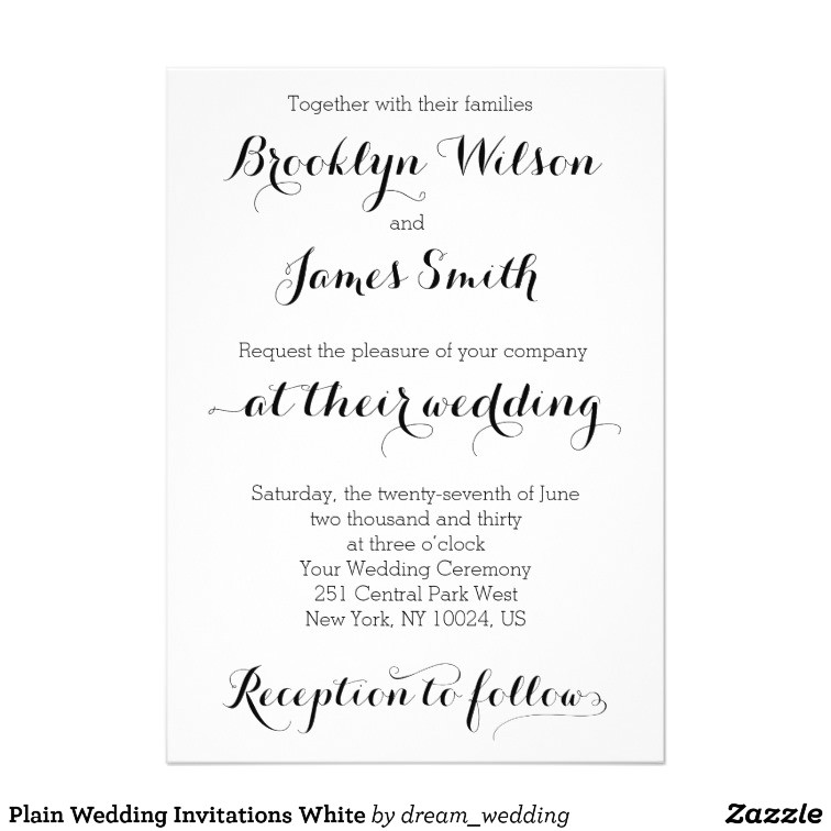 plain wedding invitations white 256539620179924259