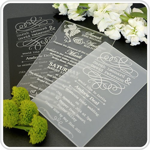 lace butterfly personalised acrylic wedding invitation 60078301204