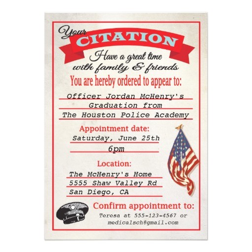 police academy graduation invitations template