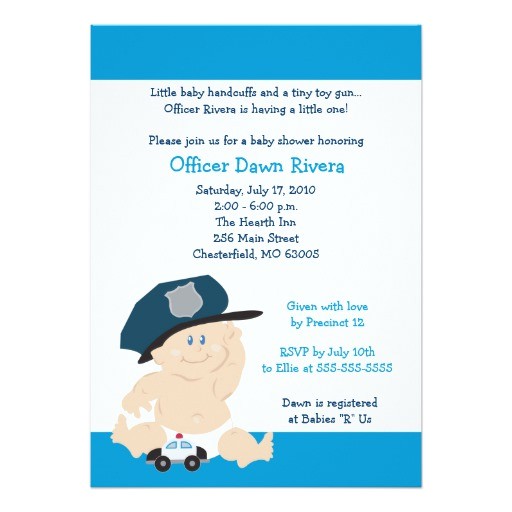 police officer cop baby shower invitation 5x7 161926987237417644