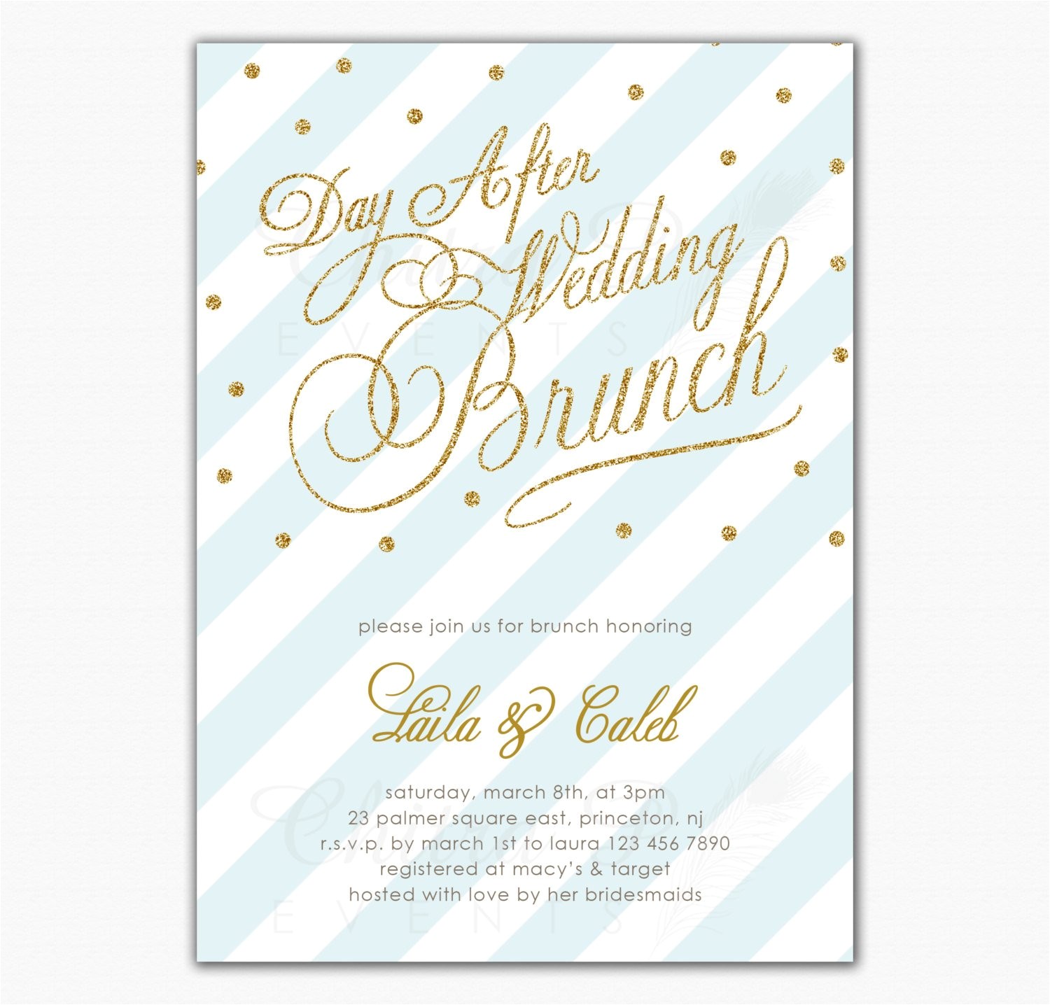 post wedding brunch invitation printed