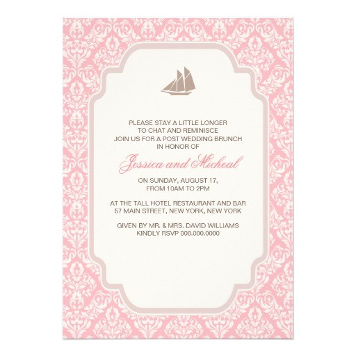 post wedding brunch invitations pink damask 161578433423878483