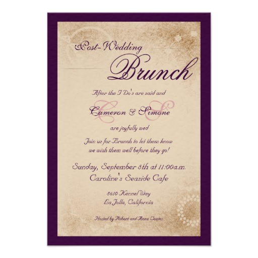 post wedding brunch script purple invitation 161858478220655246