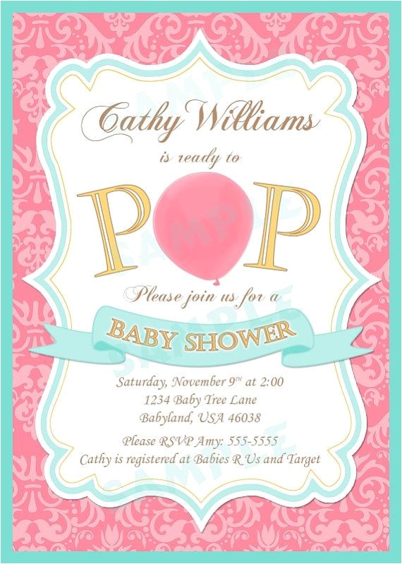 ready to pop baby shower invitation