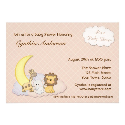 zoo animals peach plaid baby shower invitation 161790861774294944