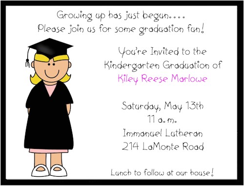 girl preschoolkindergarten graduation invitations