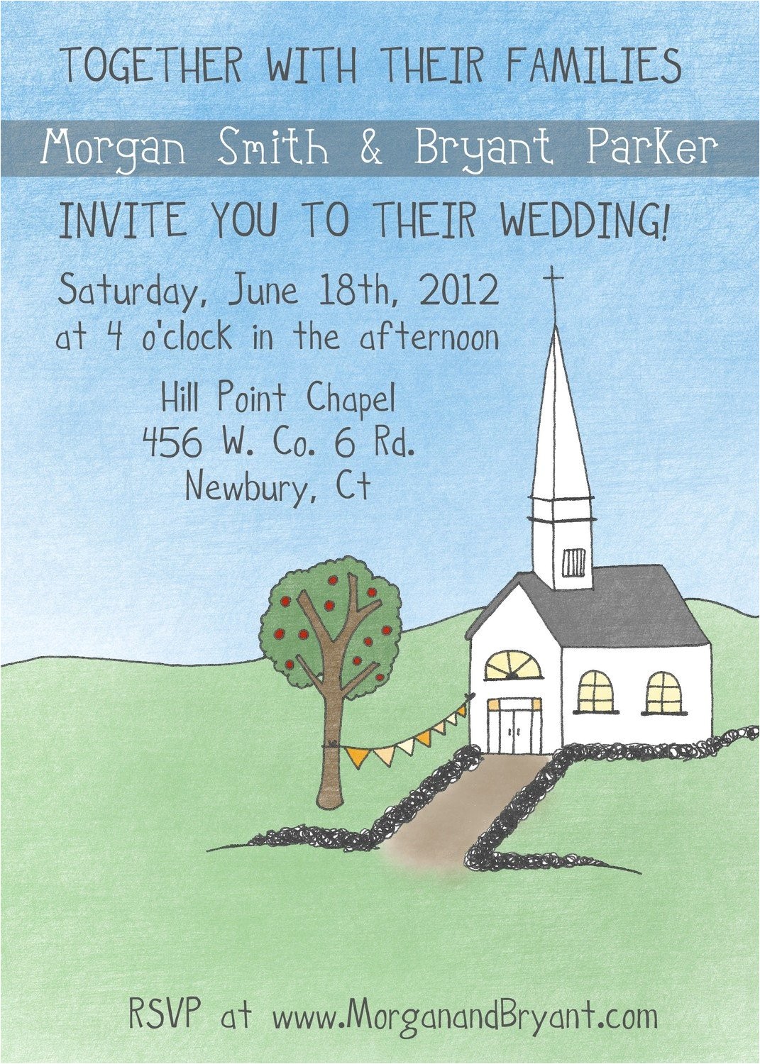 primitive church wedding invitation save
