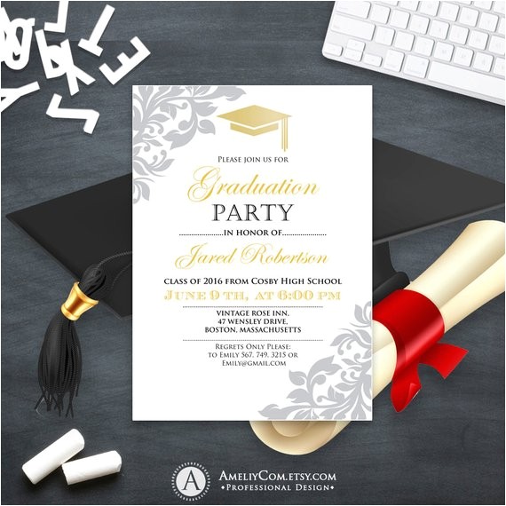 graduation invitation printable gold