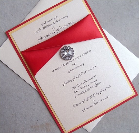 elegant wedding invitation red ivory