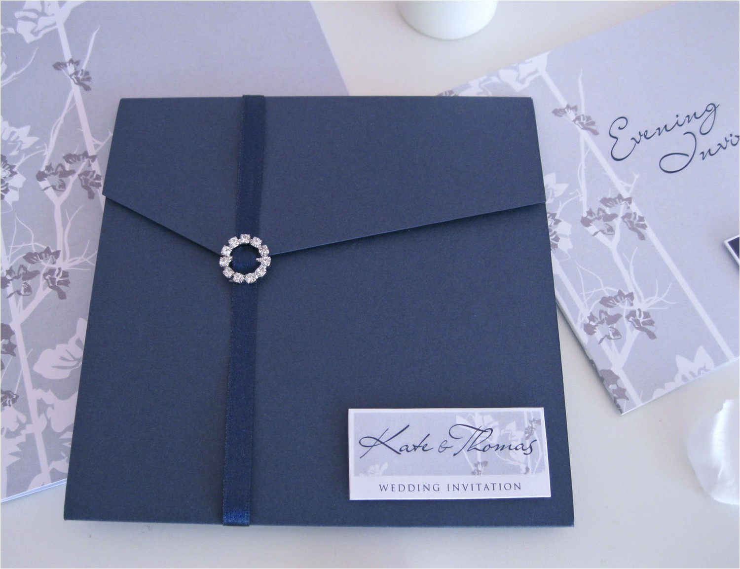 royal blue and black wedding invitations