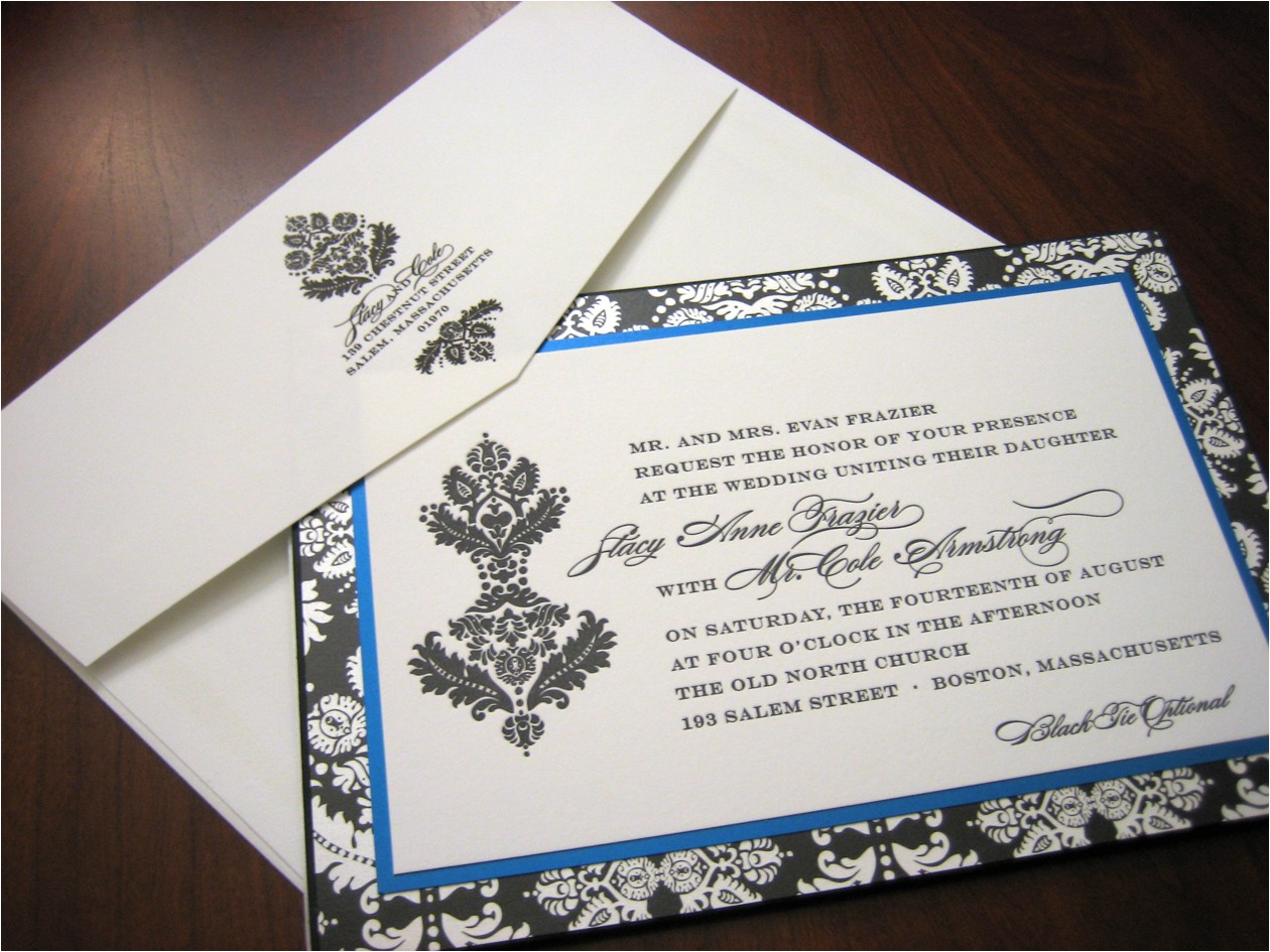 royal blue wedding invitation