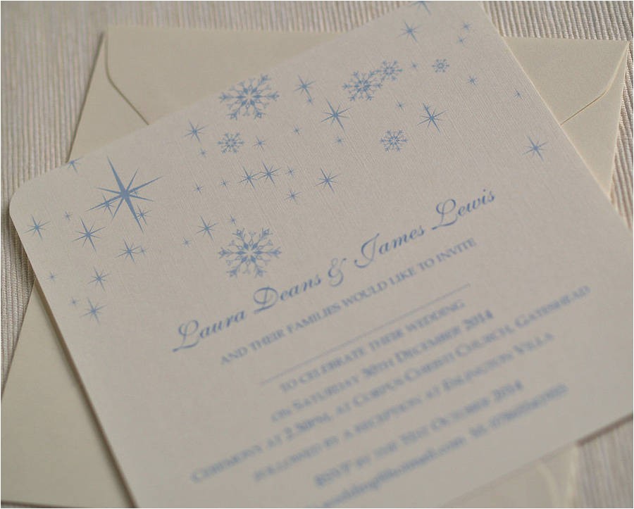 snowflake winter themed wedding invitations