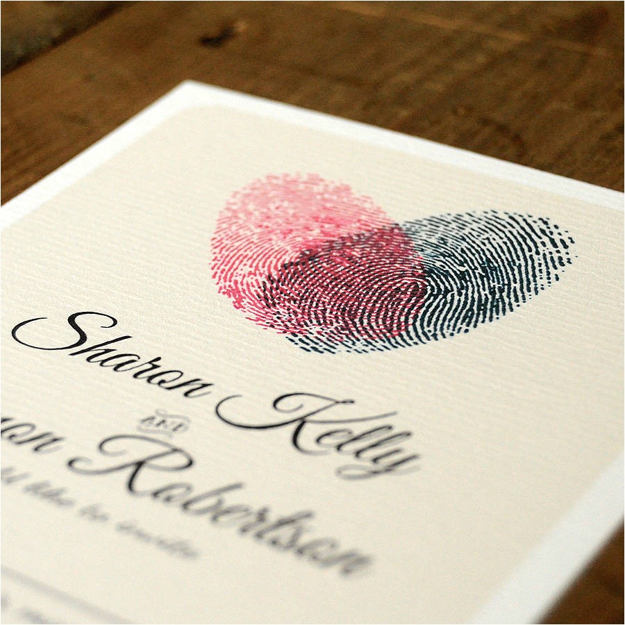 fingerprint heart wedding invitation