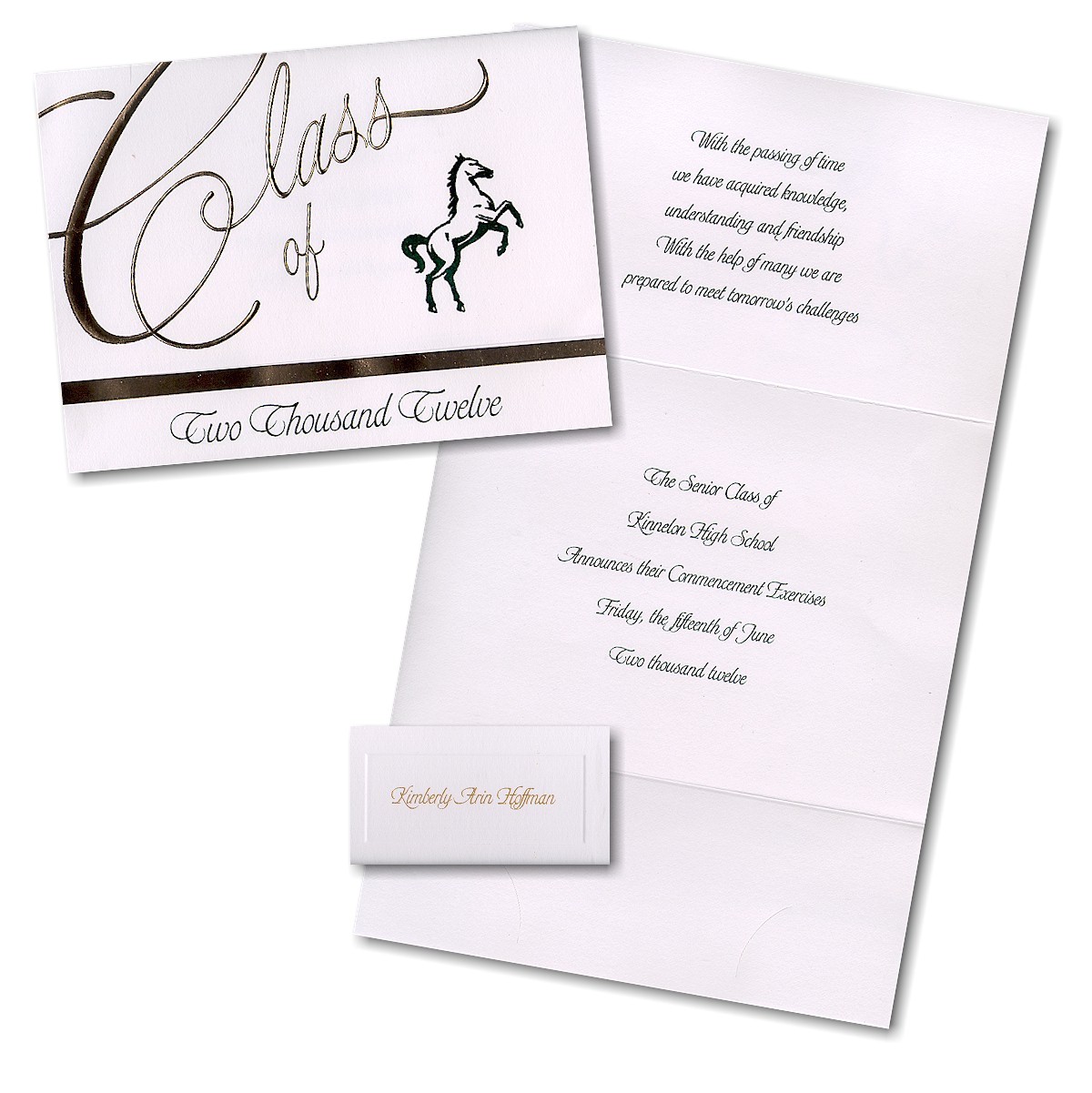 traditional style kinnelons high school graduation invitation wording plus white themed and rectangular shaped