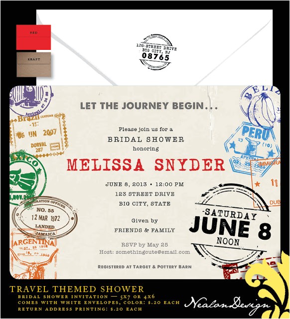 bridal shower invitations travel themed