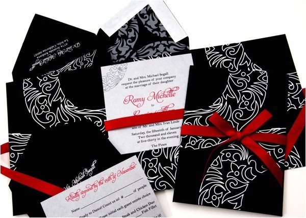 square tri fold pocket wedding invitation 7992