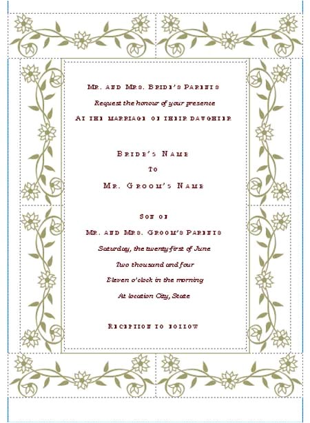 free printable wedding invitation templates