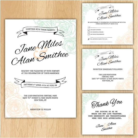 floral wedding invitation package
