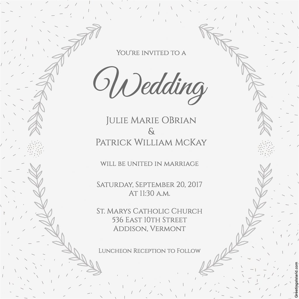 stylized laurels wedding invitation