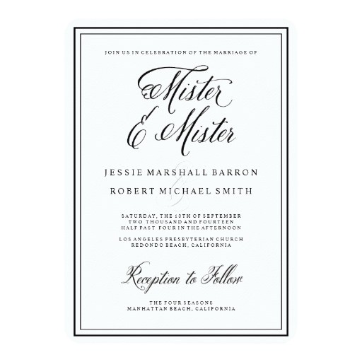 gay wedding invitations mister elegant script 161696006146028188