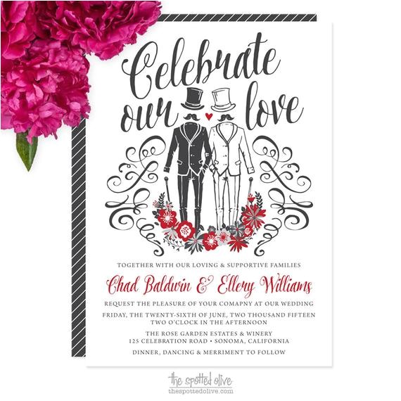 same sex gay wedding invitations diy