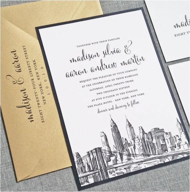 madison new york skyline wedding invitation sample boston chicago dallas los angeles new york san francisco