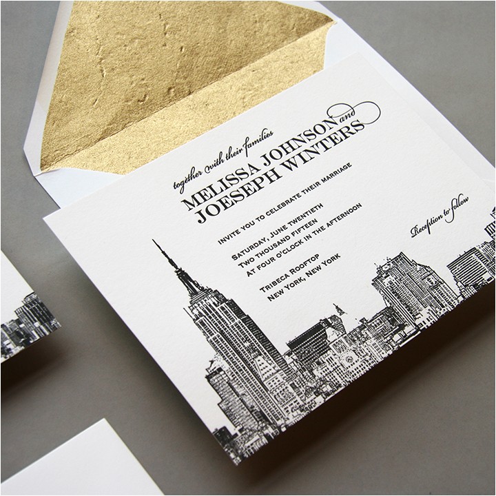 new york city skyline wedding invitation