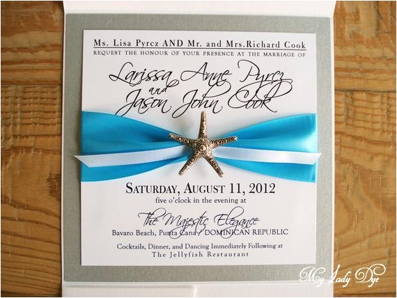 100 starfish wedding invitations white