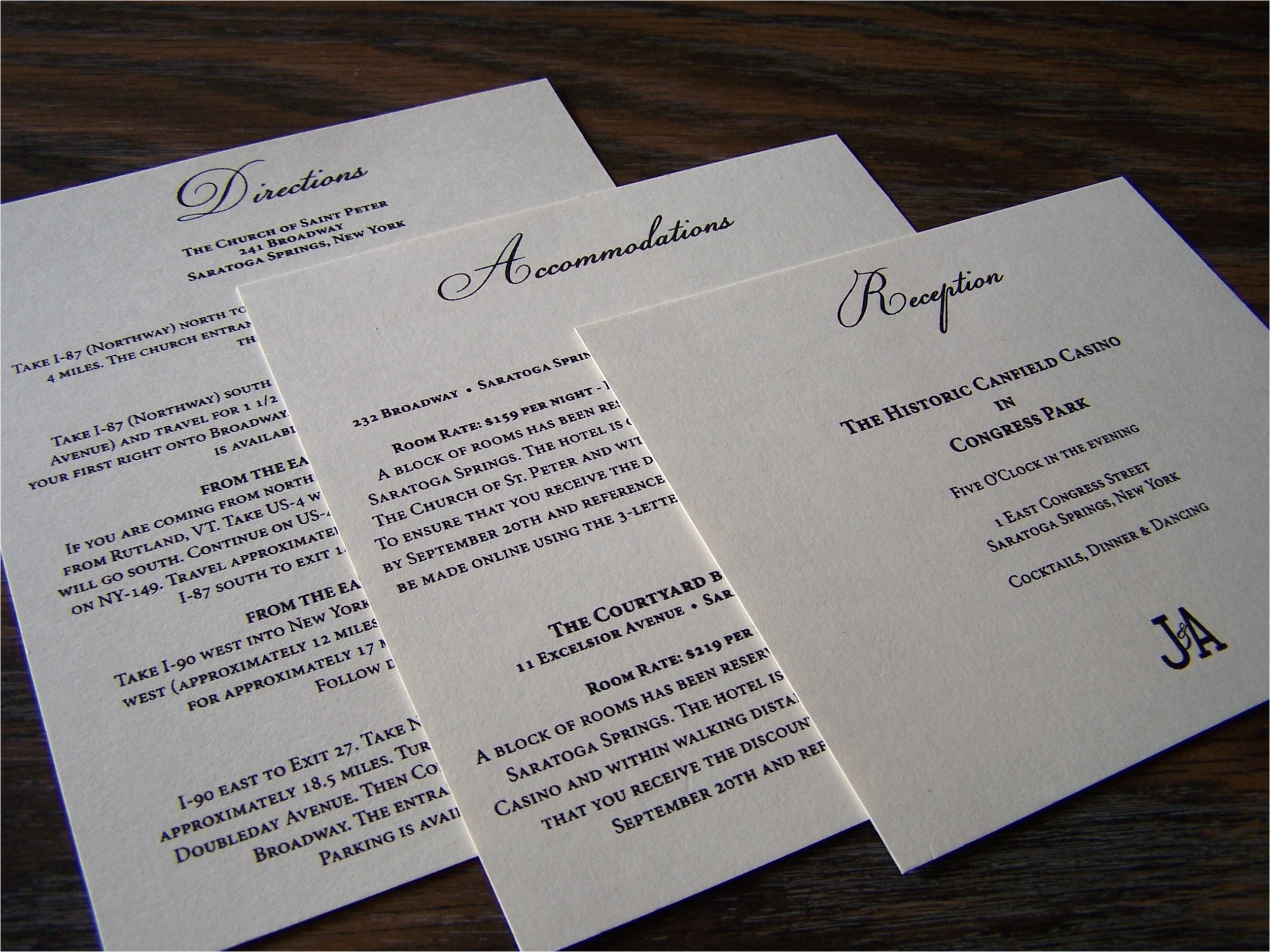 wedding invitation insert cards