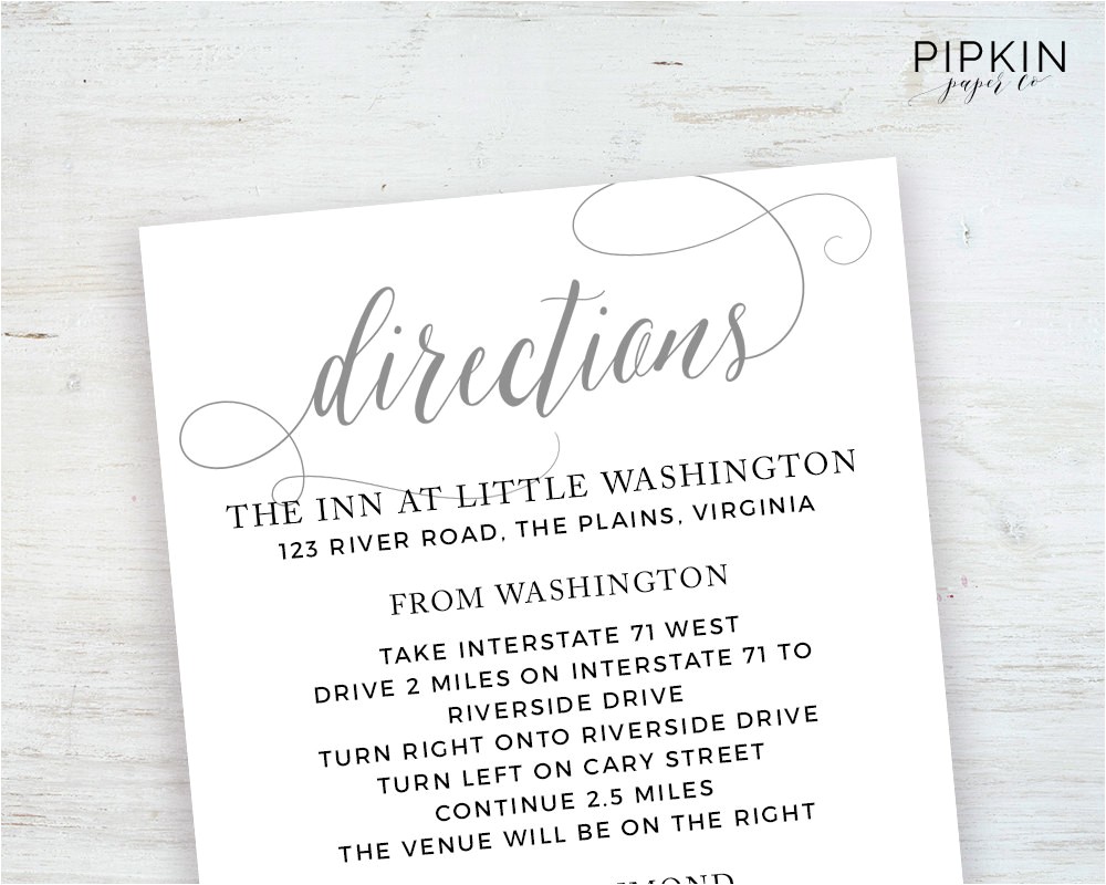 wedding directions card template
